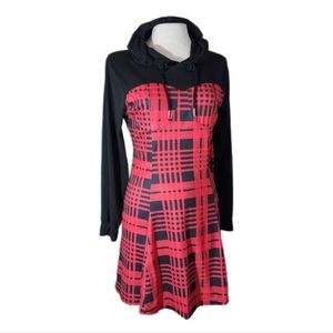 Unbranded Dress Tartan Plaid Steampunk Long Sleeve Hoodie Red Size S
